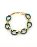 Reversible Meridian Chain Bracelet Green Lagoon - deep green titanium & 18K yellow gold PVD stainless steel, curled top-down